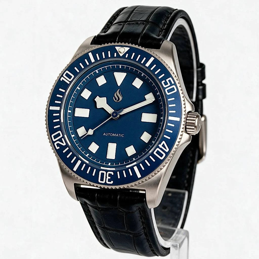 SeikDor 42MM Blue Dial FXD Vintage Titanium Case Mod Watch by Modtime Creations