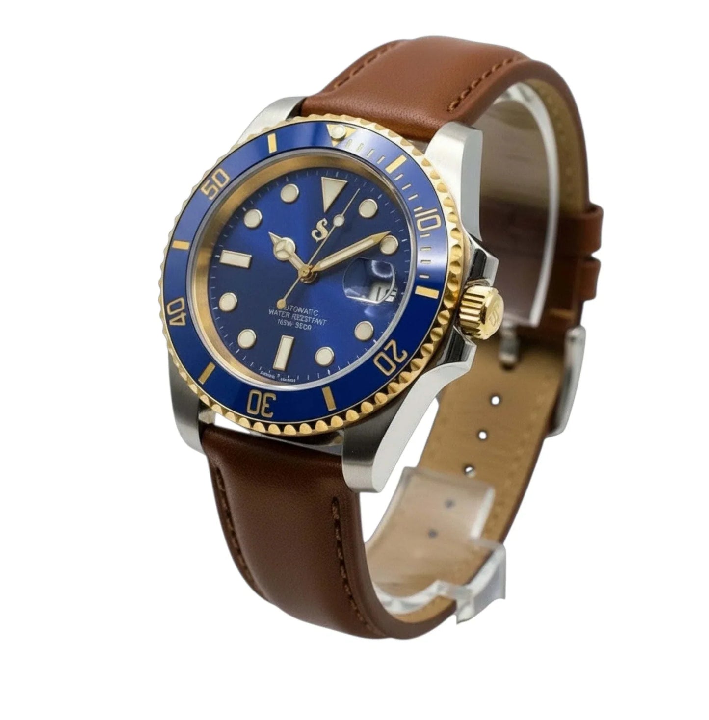 Seikmariner Bluesy Mod Two-Tone Seiko Mod luxury diver watch with NH35 automatic movement and sapphire crystal