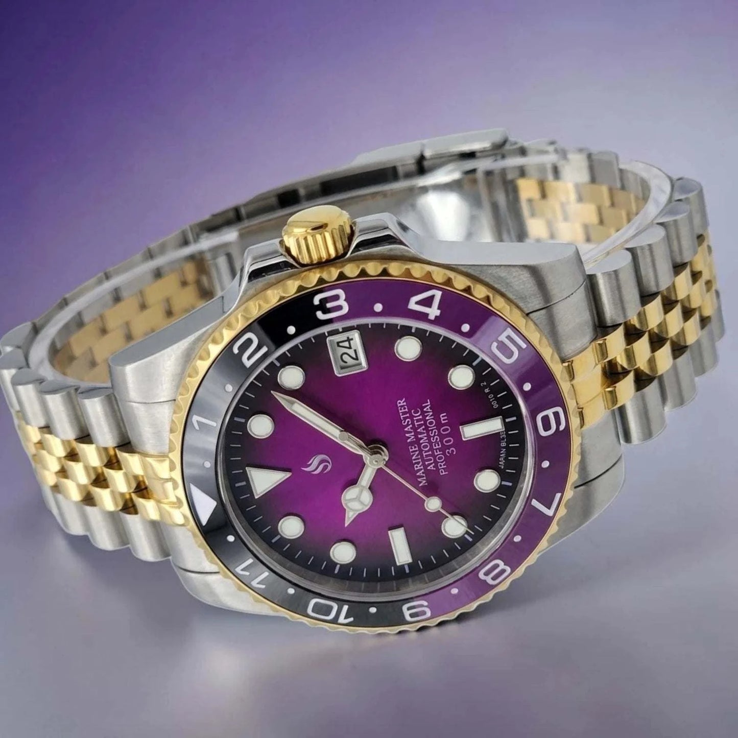 Seikmariner " Joker " Mod Watch Two-Tone Series - Fuchsia Purple Dial - Modtime Creations
