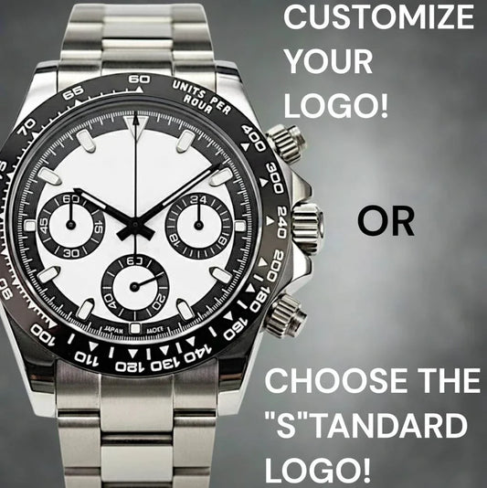 Seitona White black dial Seiko Mod stainless steel chronograph watch with sapphire crystal and ceramic bezel