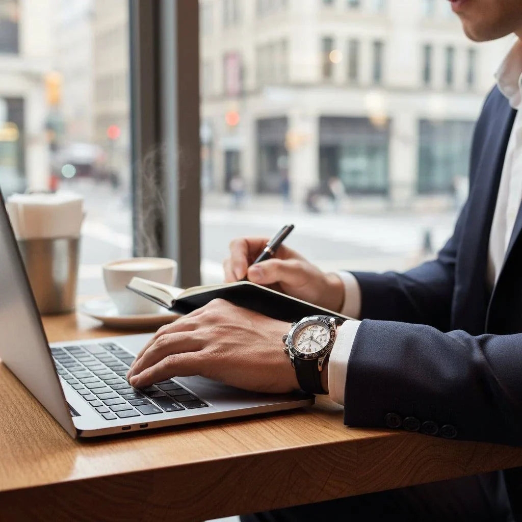 Grand Seitona Seiko mod watch with black and white panda dial, 40mm chronograph design