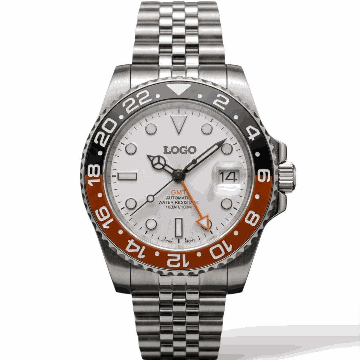 SeikMariner Silver GMT "Orange Black" Series Mod Watch - Modtime Creations