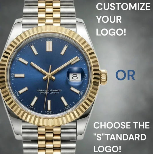 Seiko Mod two-tone blue dial watch with date window by Modtime Creations