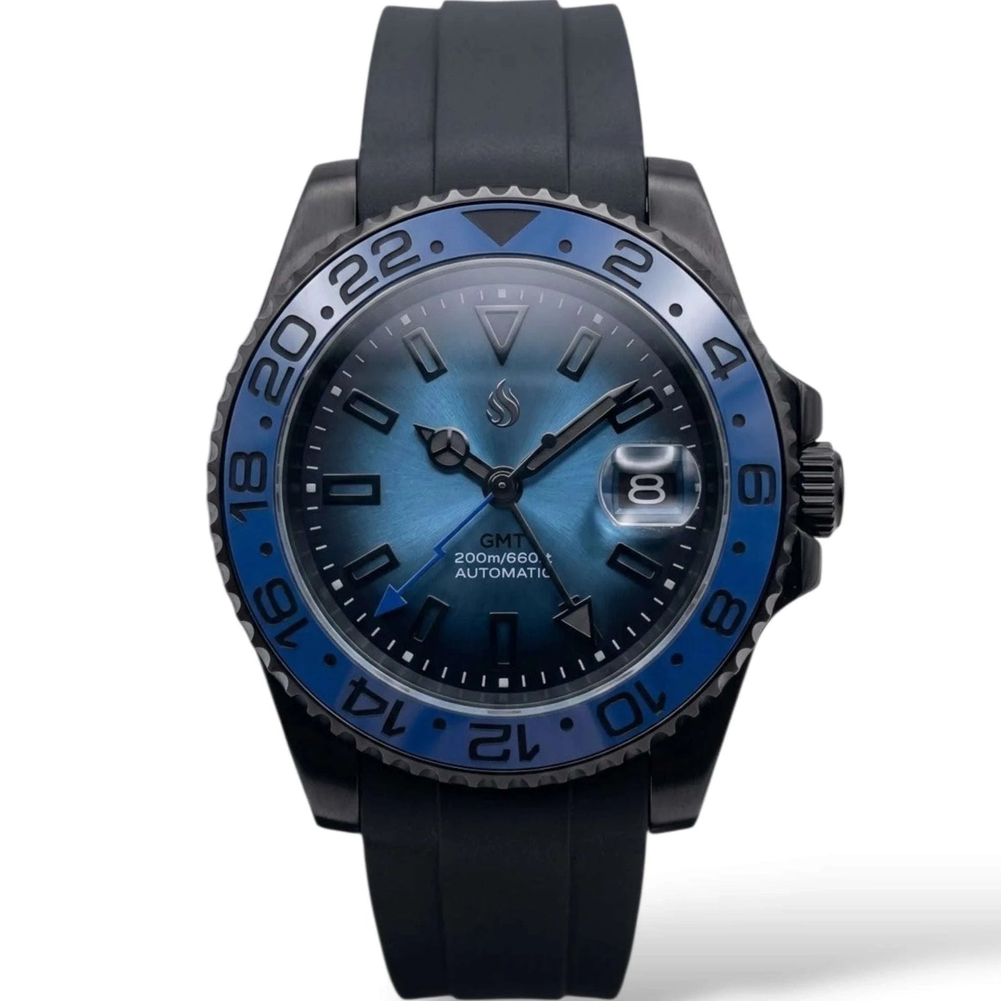 SeikMariner Blue Black "Super Lume" GMT Mod Watch - Modtime Creations