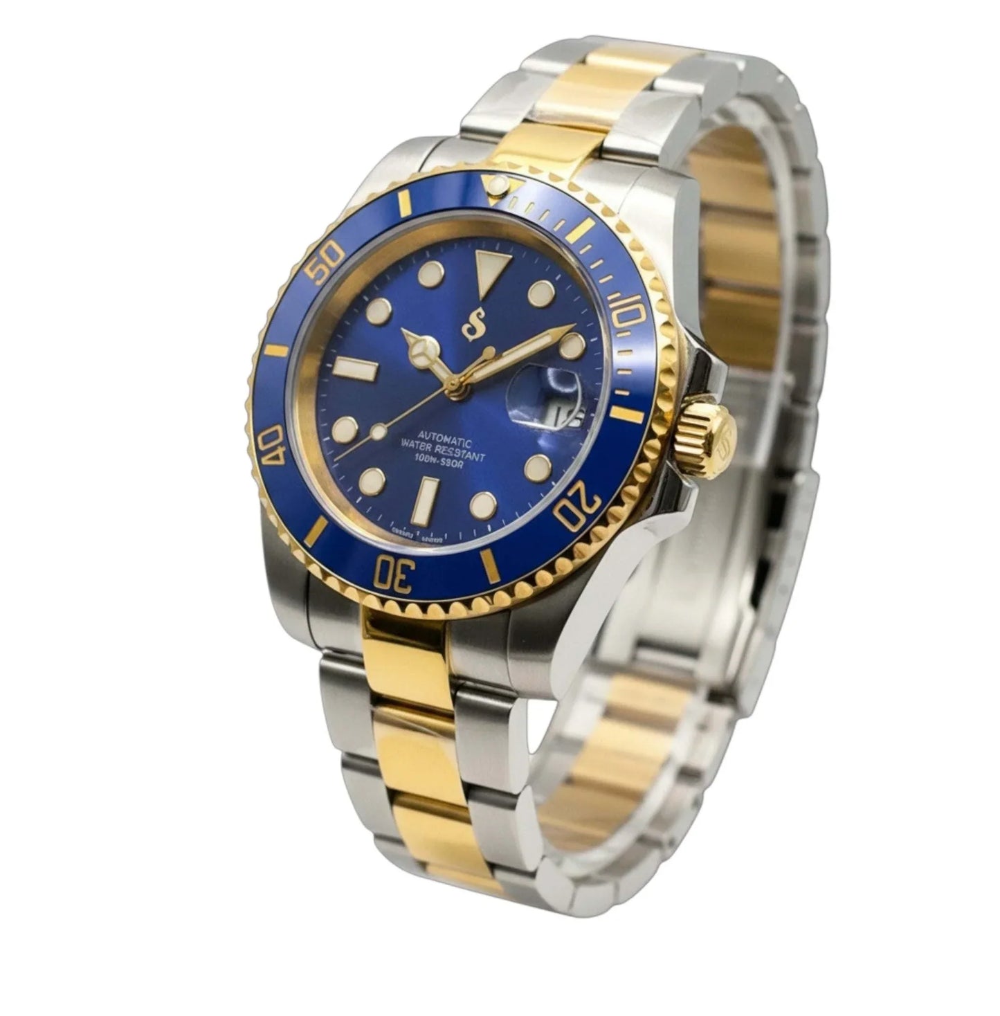 Seikmariner Bluesy Modtime two-tone Seiko Mod luxury dive watch with NH35 movement and sapphire crystal
