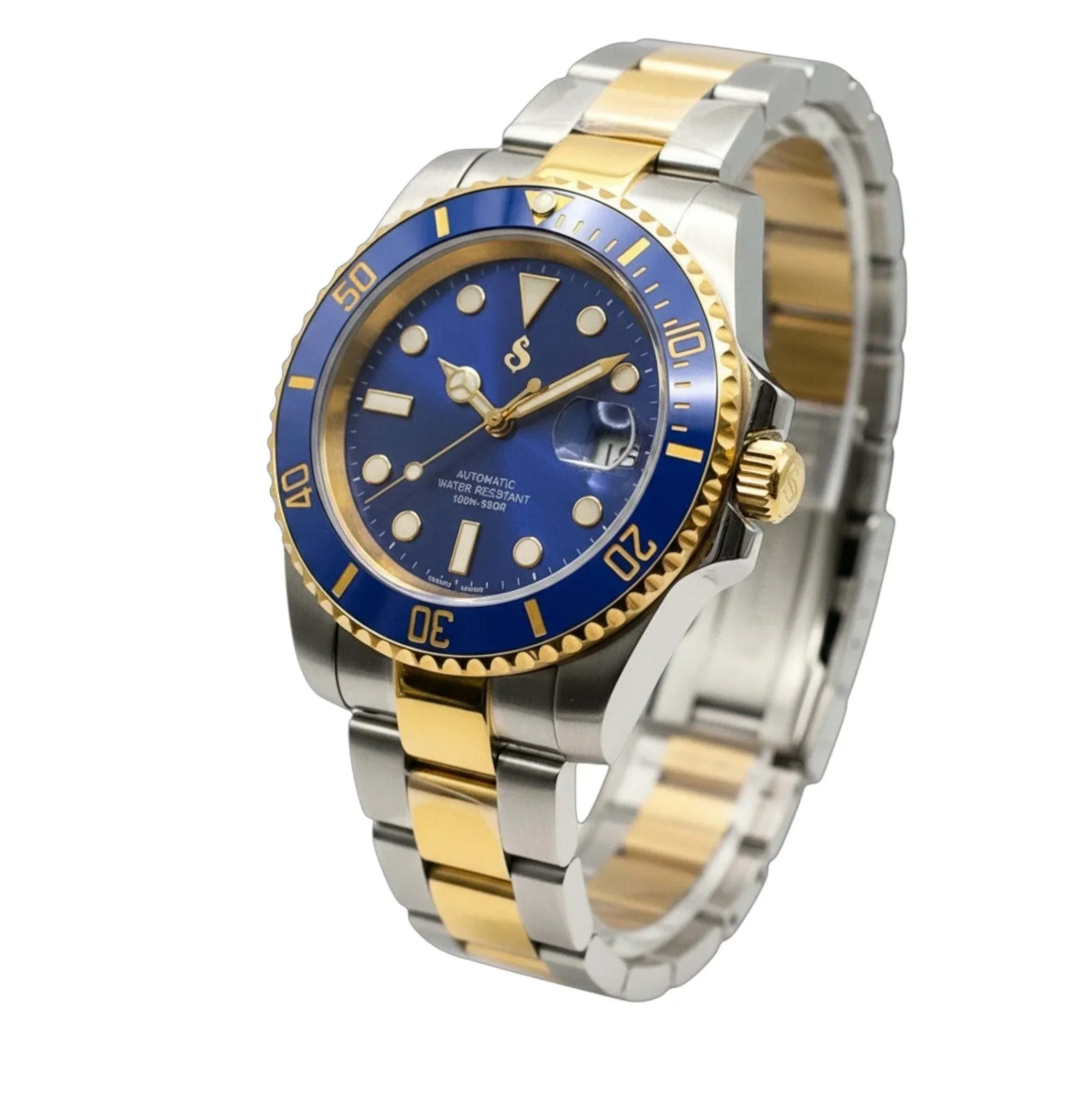 Seikmariner Bluesy Modtime two-tone Seiko Mod luxury dive watch with NH35 movement and sapphire crystal