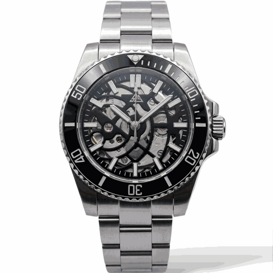 Seikmariner Silver Black Skeleton Diver Mod Watch Series - Modtime Creation
