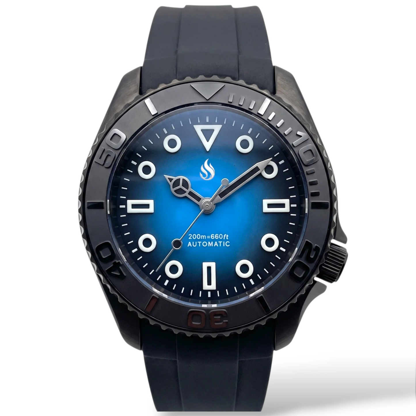SeikMaster Black Blue "Super Lume" Dial Diver Mod Watch Series - Modtime Creations