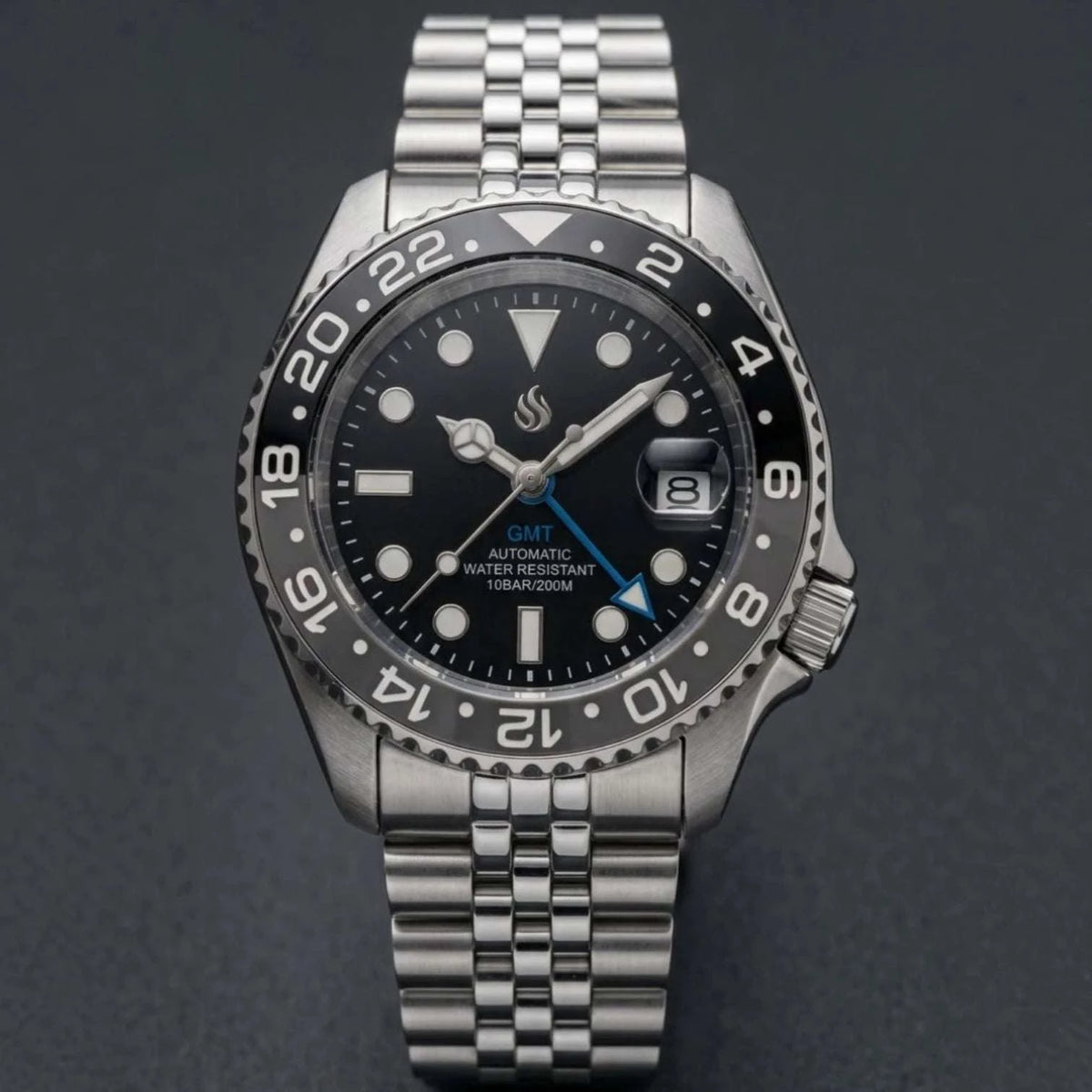 SeikMariner 42 MM SKX Black Grey " B Wayne" GMT Mod Watch Series - Modtime Creations