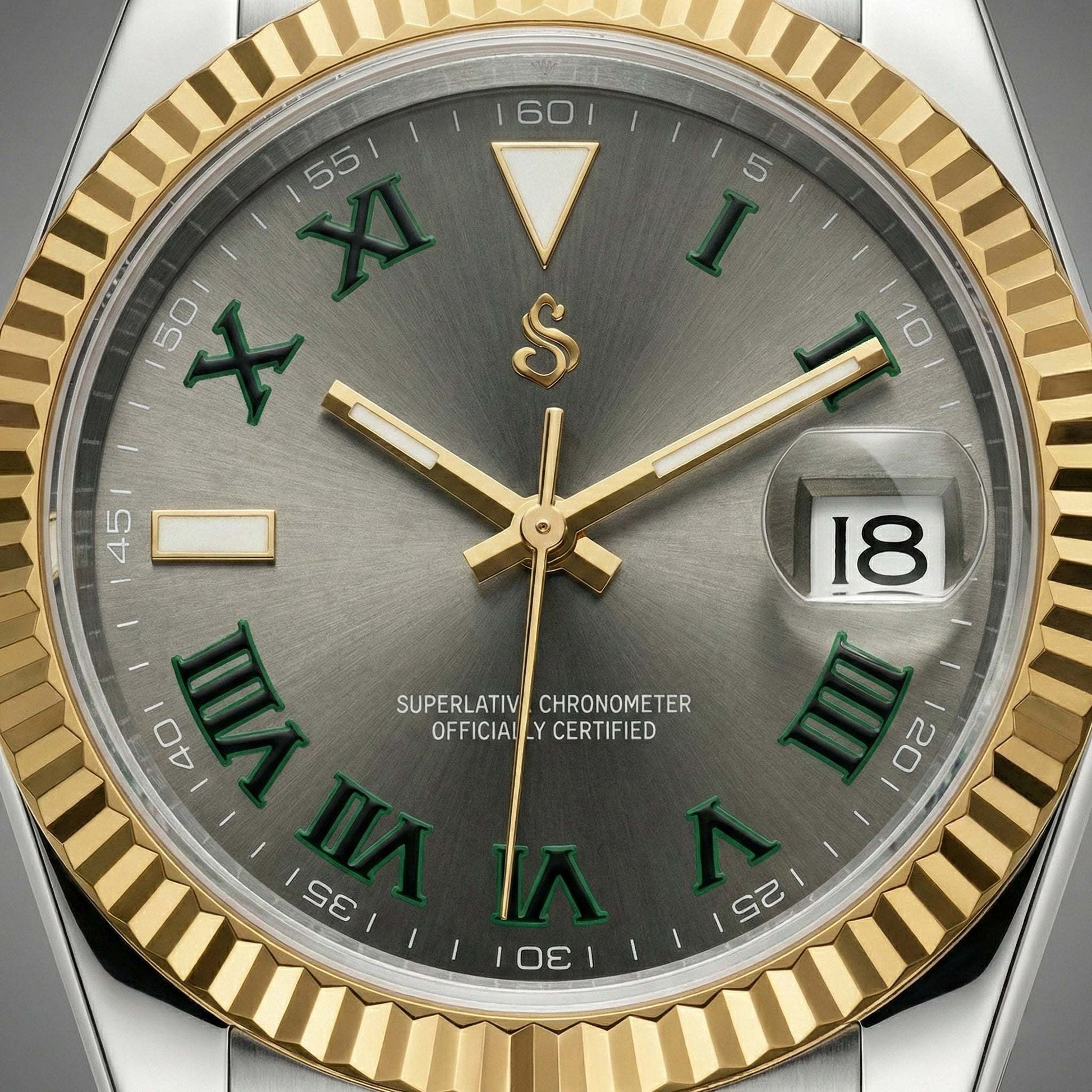 Seiko Mod SeikJust Date Window gold two-tone luxury watch with NH35 automatic movement and sapphire crystal by Modtime Creations