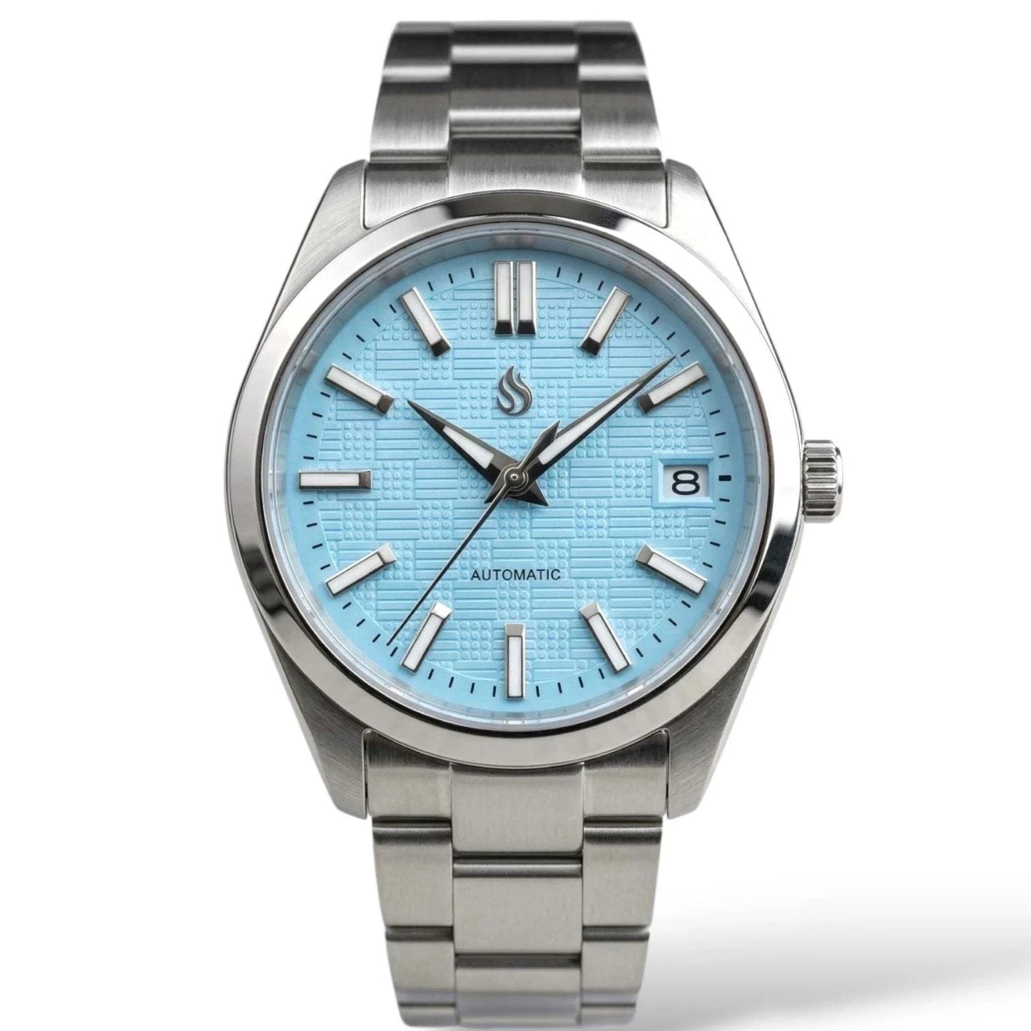 Date Window Silver Tiff Blue Checkered Dial Mod Watch - Modtime Creations