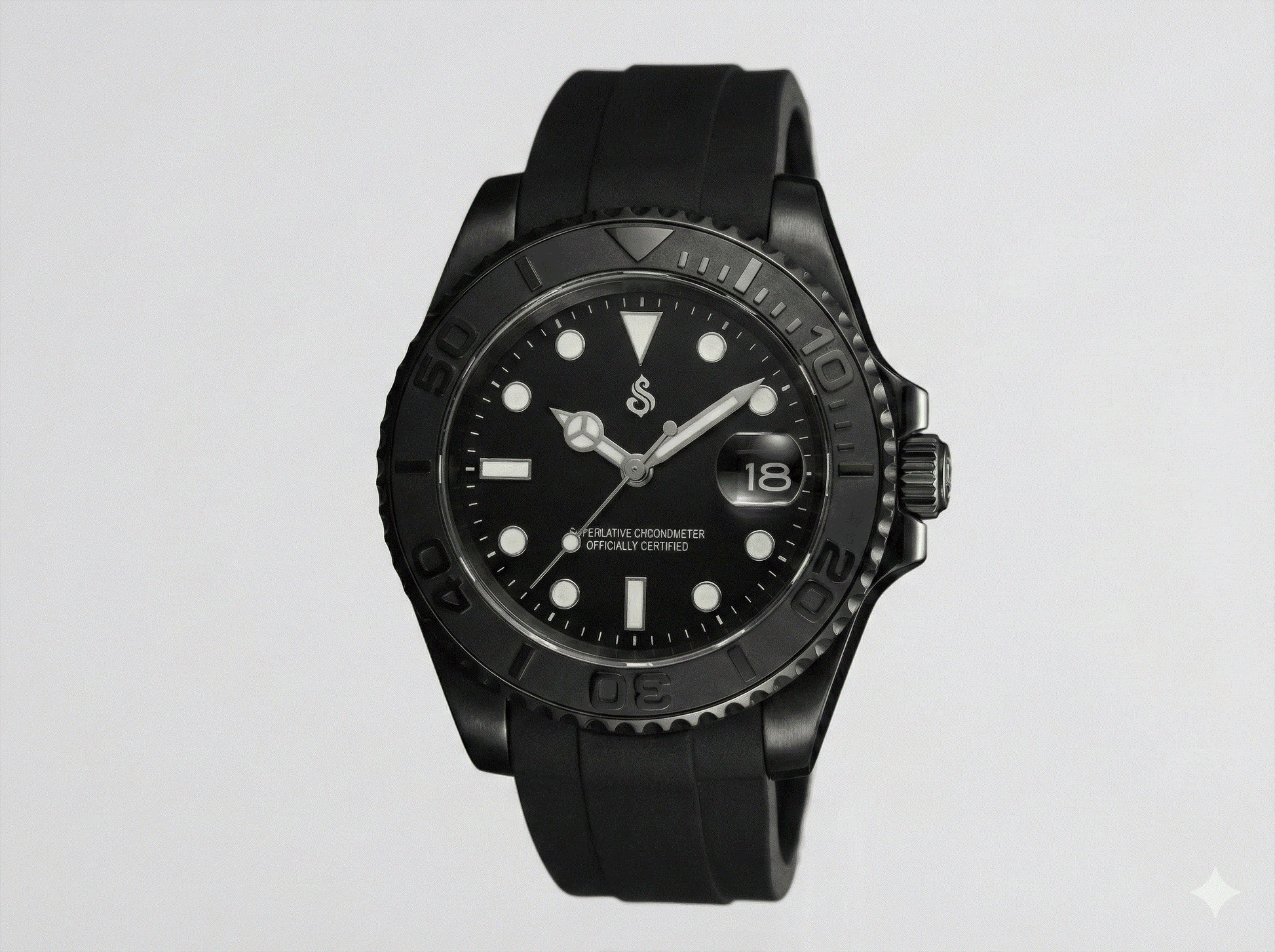 SeikMaster Black Knight modded Seiko luxury diver watch with sapphire crystal and stainless steel case