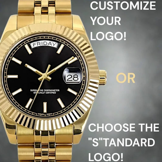 Seiko Mod Day & Date watch with black gold dial by Modtime Creations