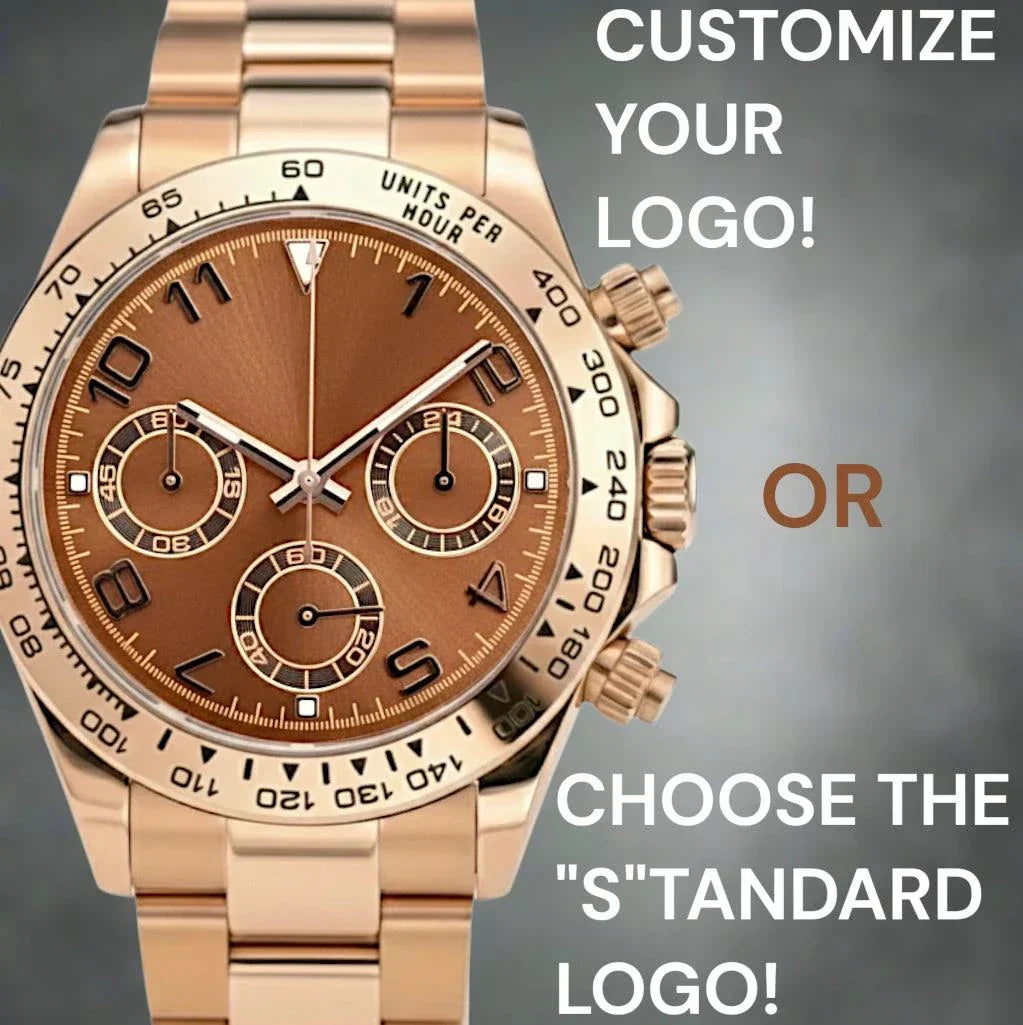 Seiko Mod Seitona rose gold case with chocolate bronze dial luxury chronograph watch