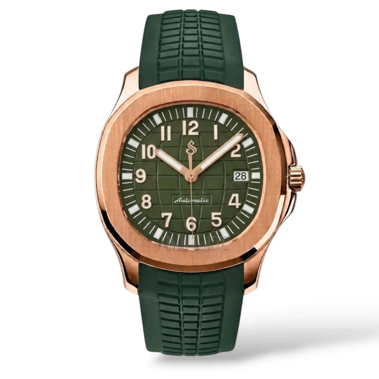 Seiko Mod Aqua Watch Rose Gold Olive Green Dial - Modtime Creations