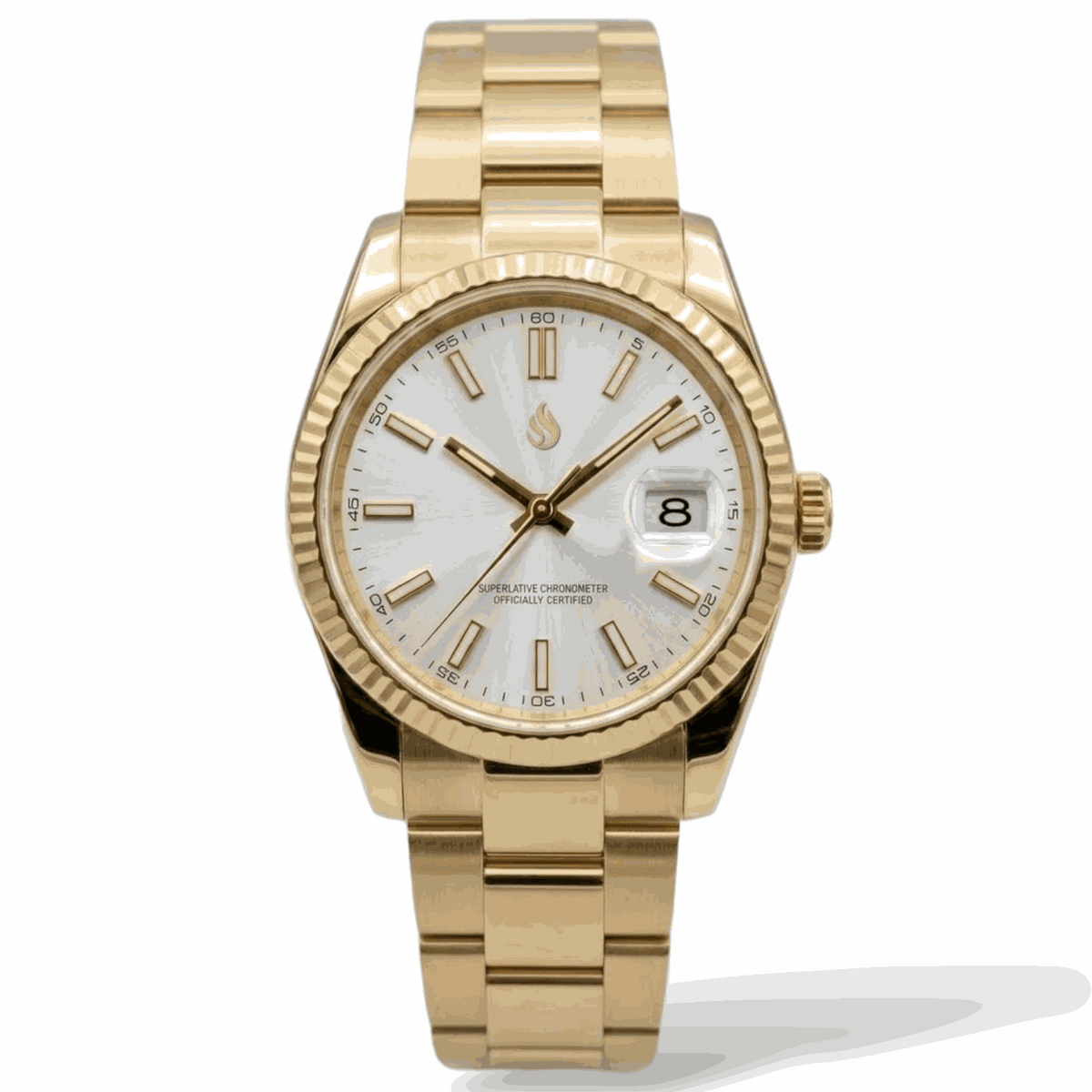 SeikJust Date Fenster Gold Weißes Zifferblatt Mod-Uhr - Modtime Creations