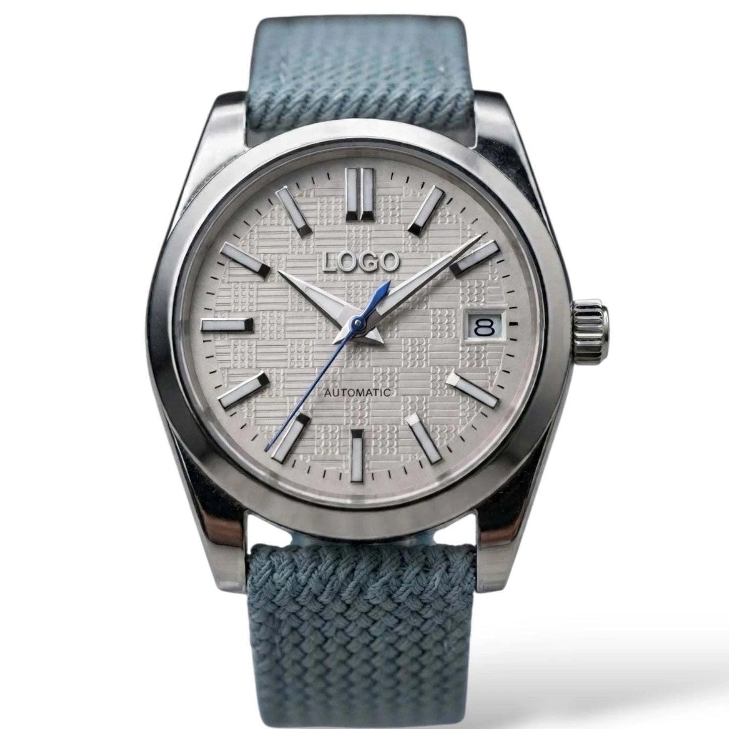 Date Window Silver White Checkered Dial Mod Watch - Modtime Creations