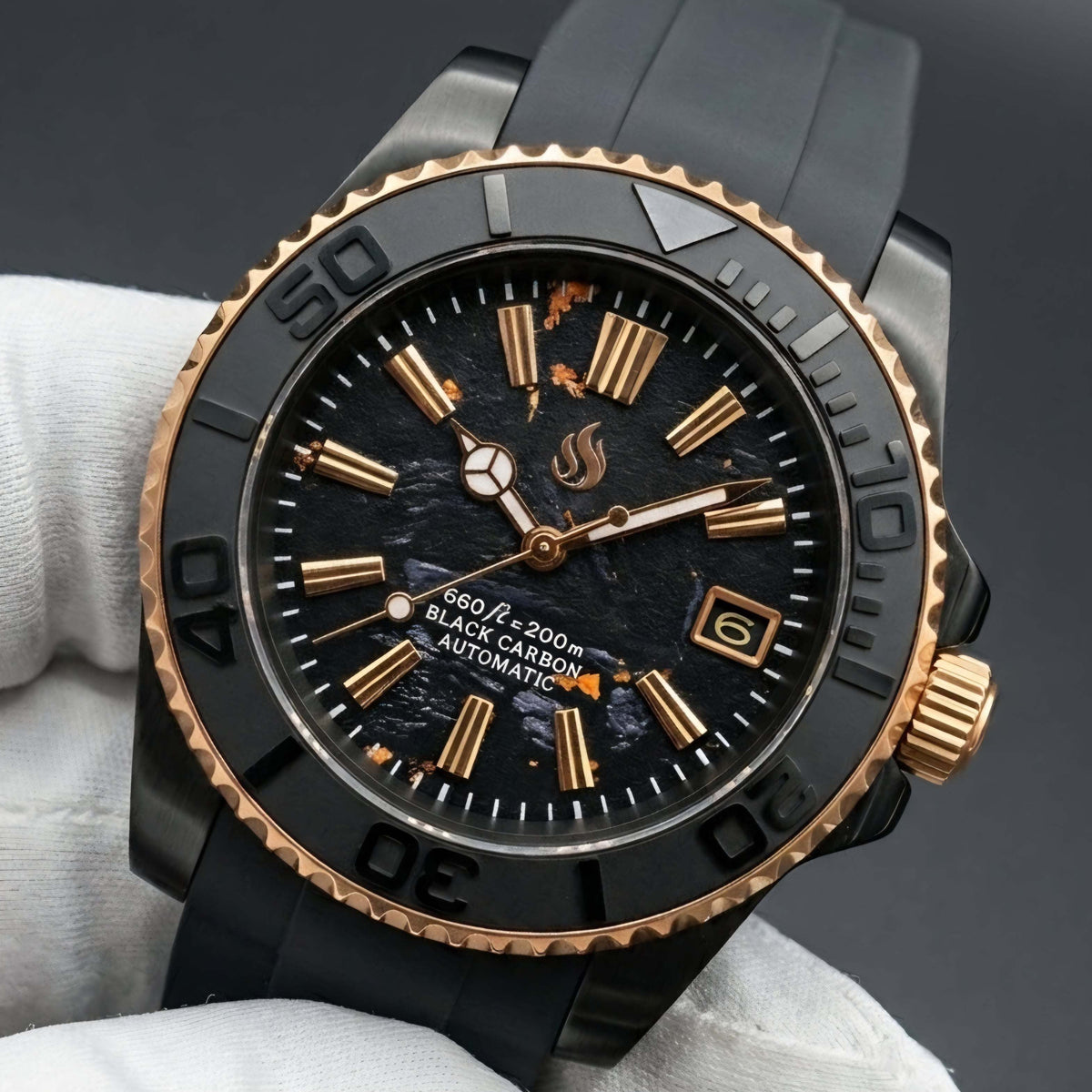 Seikmaster "GS Black Gold Carbon Fiber" Mod Watch - Modtime Creations