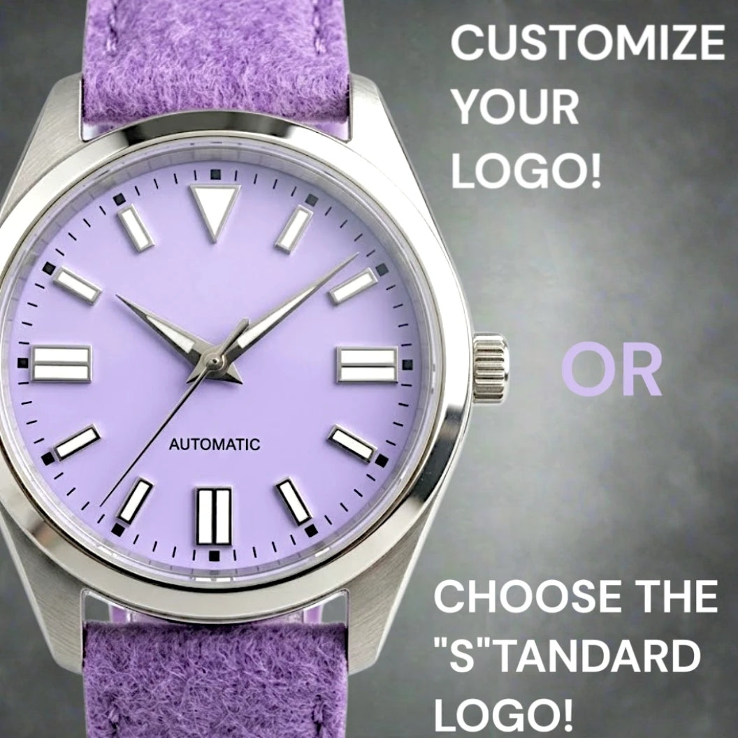 Date Window Silver Light Purple Dial Mod Watch - Modtime Creations