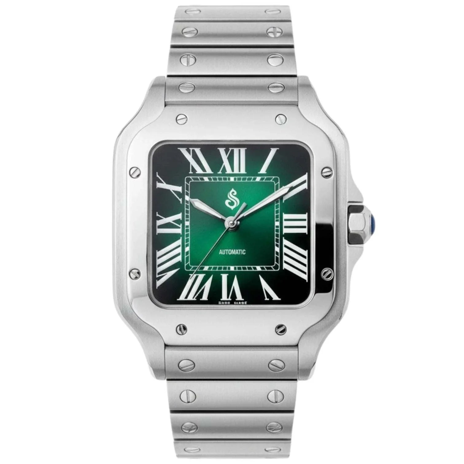 Santeiko green black dial Seiko Mod watch with stainless steel case and sapphire glass