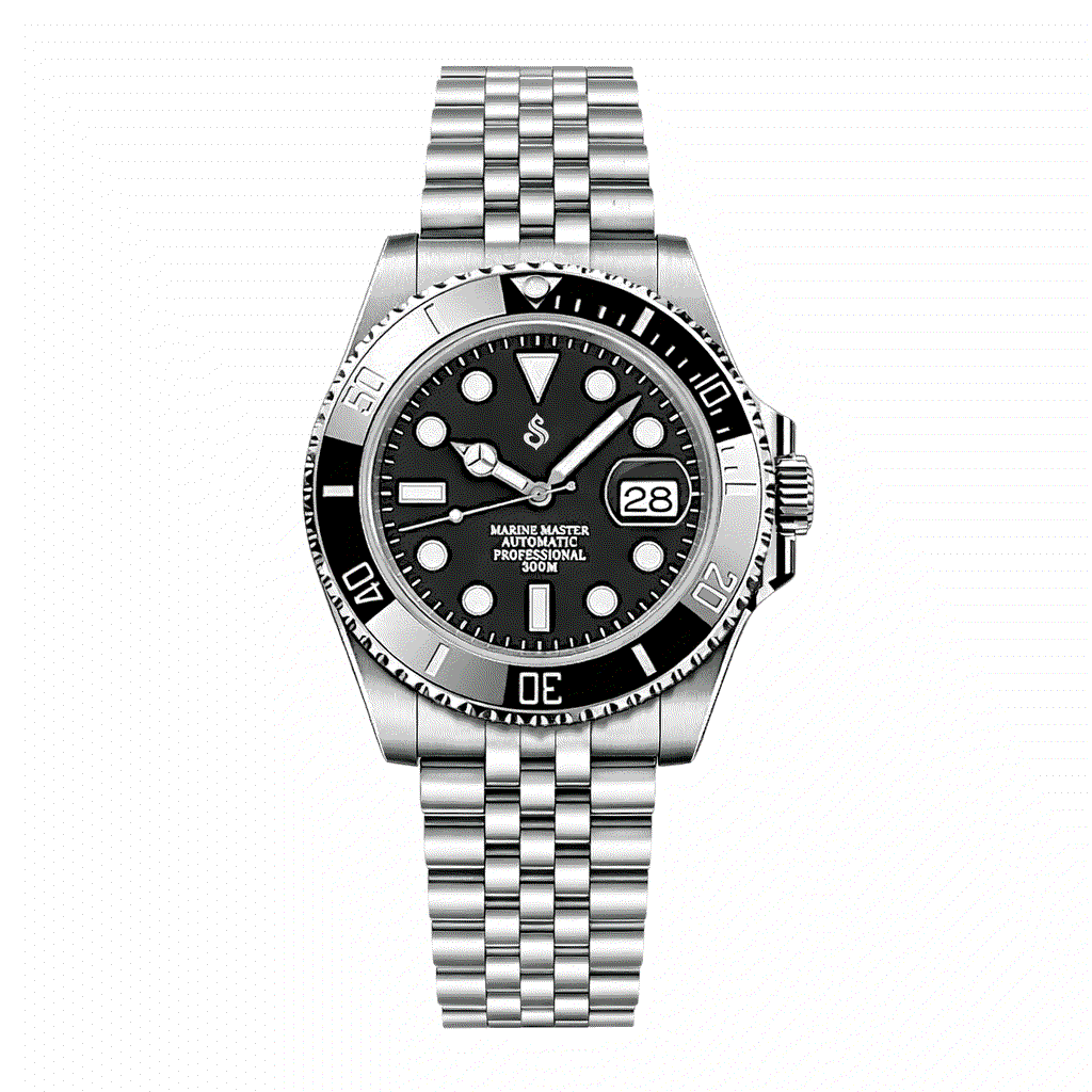 Seikmariner Midnight Black Modded Seiko diver watch with NH35 automatic movement and sapphire crystal by Modtime Creations