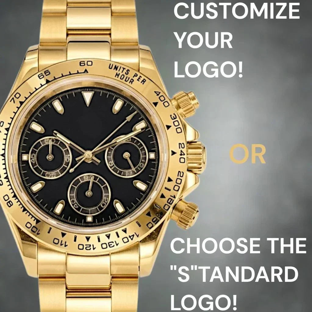 Seitona gold case watch with black gold dial Seiko Mod luxury chronograph by Modtime