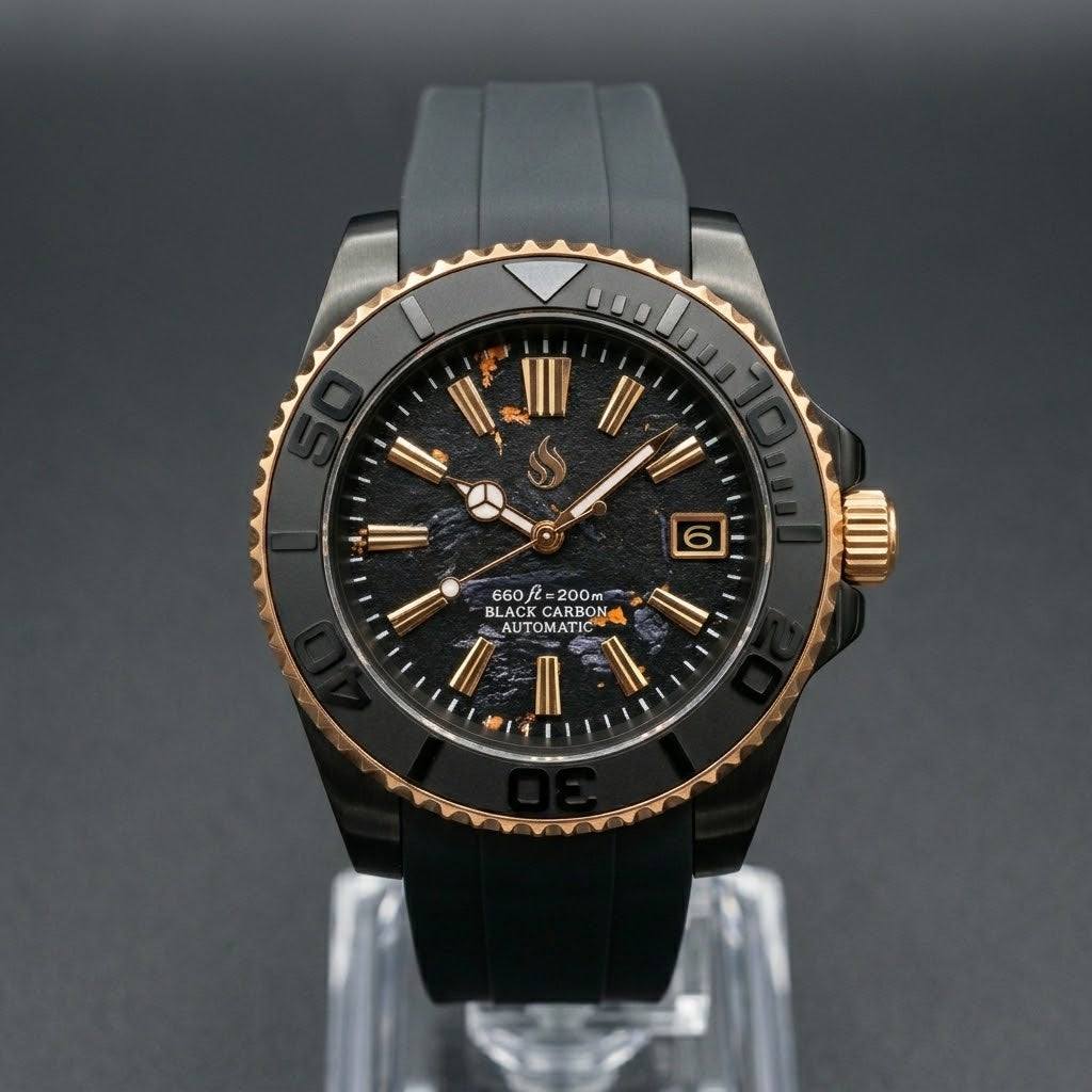 Seikmaster "GS Black Gold Carbon Fiber" Mod Watch - Modtime Creations