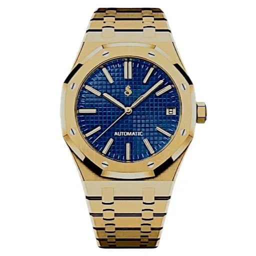 Seiko Modtime SeiOak Series luxury watch with blue dial and stainless steel case