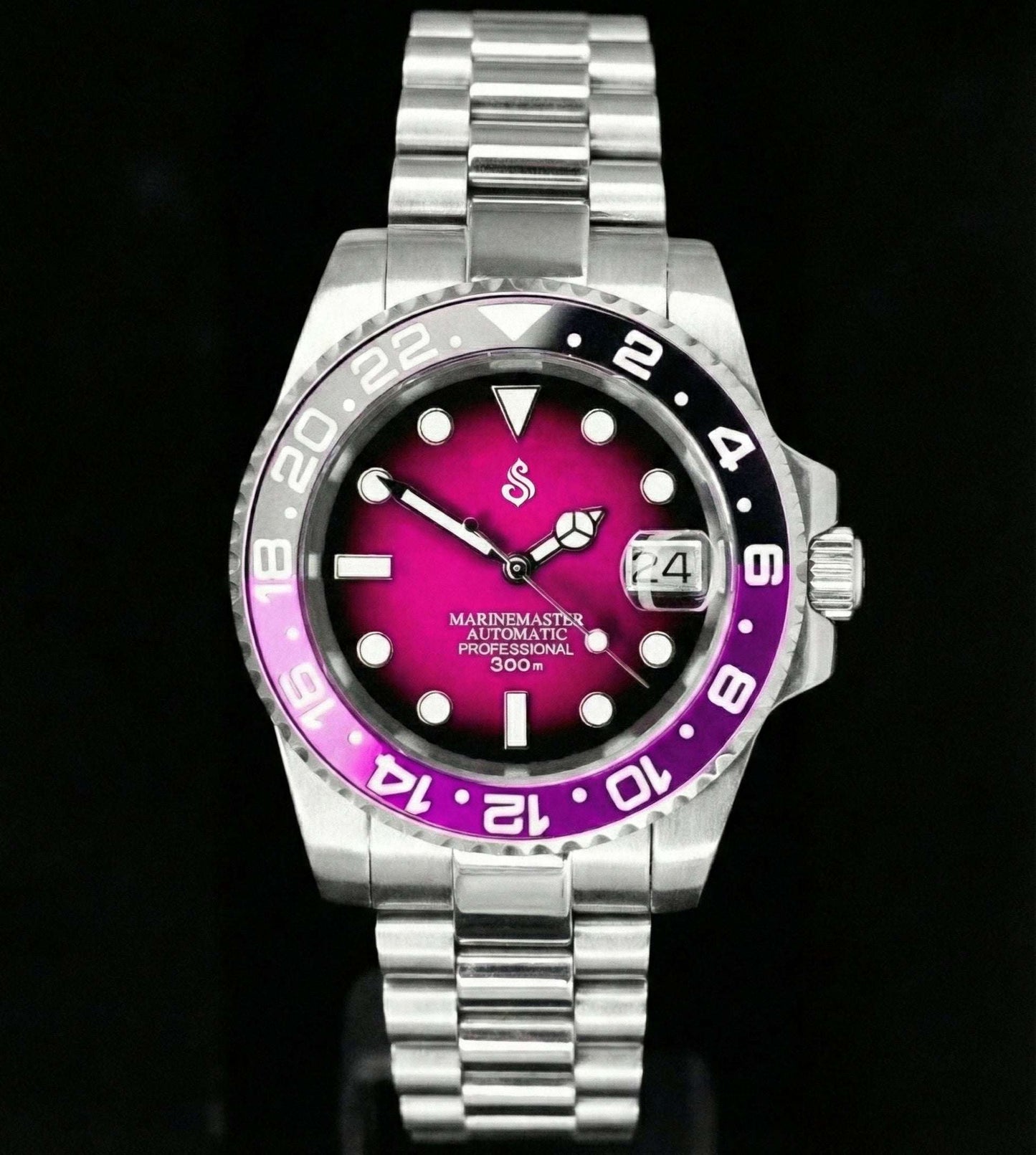 Seiko Mod Submariner Joker " Mod Series - Fuchsia Purple Dial - Modtime with NH35 automatic movement