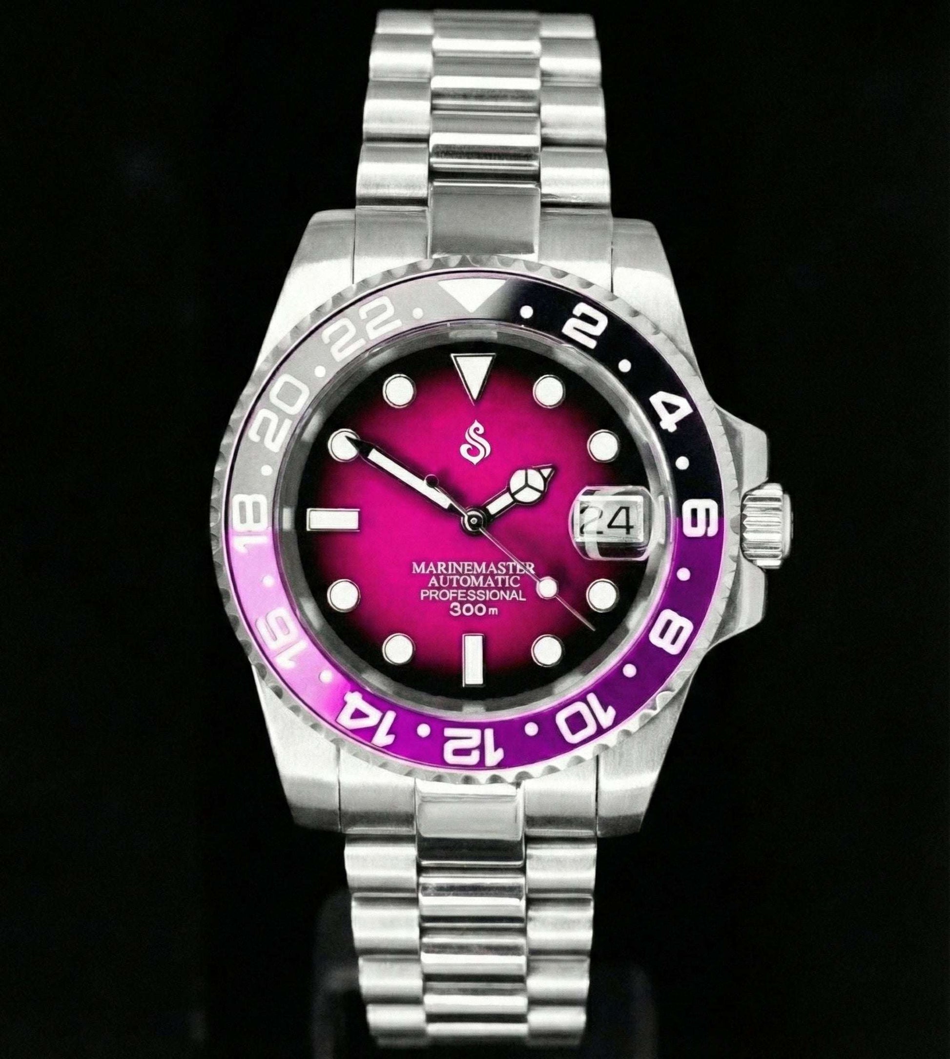 Seiko Mod Submariner Joker " Mod Series - Fuchsia Purple Dial - Modtime with NH35 automatic movement