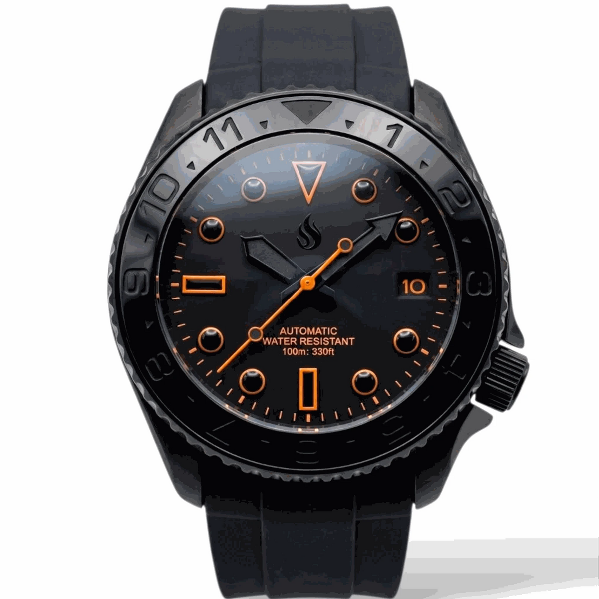 42MM SKX Black Orange Dial Stealth Diver Mod Watch - Modtime Creations