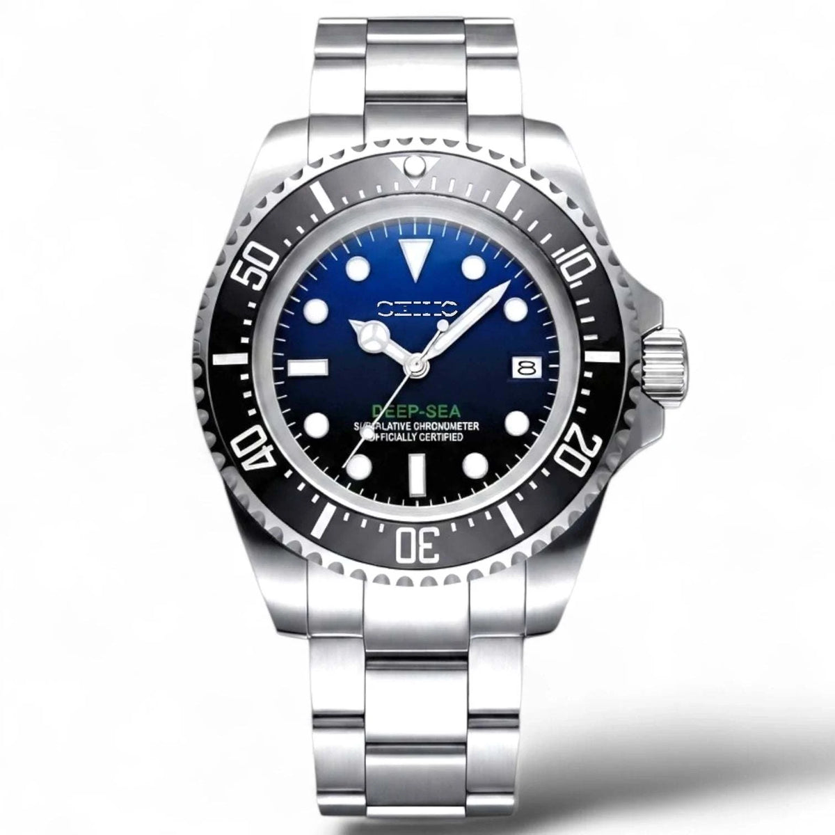 Seiko Mod Deep Sea Dweller 44MM luxury diver watch with NH35 movement and sapphire crystal built by Modtime Creations 