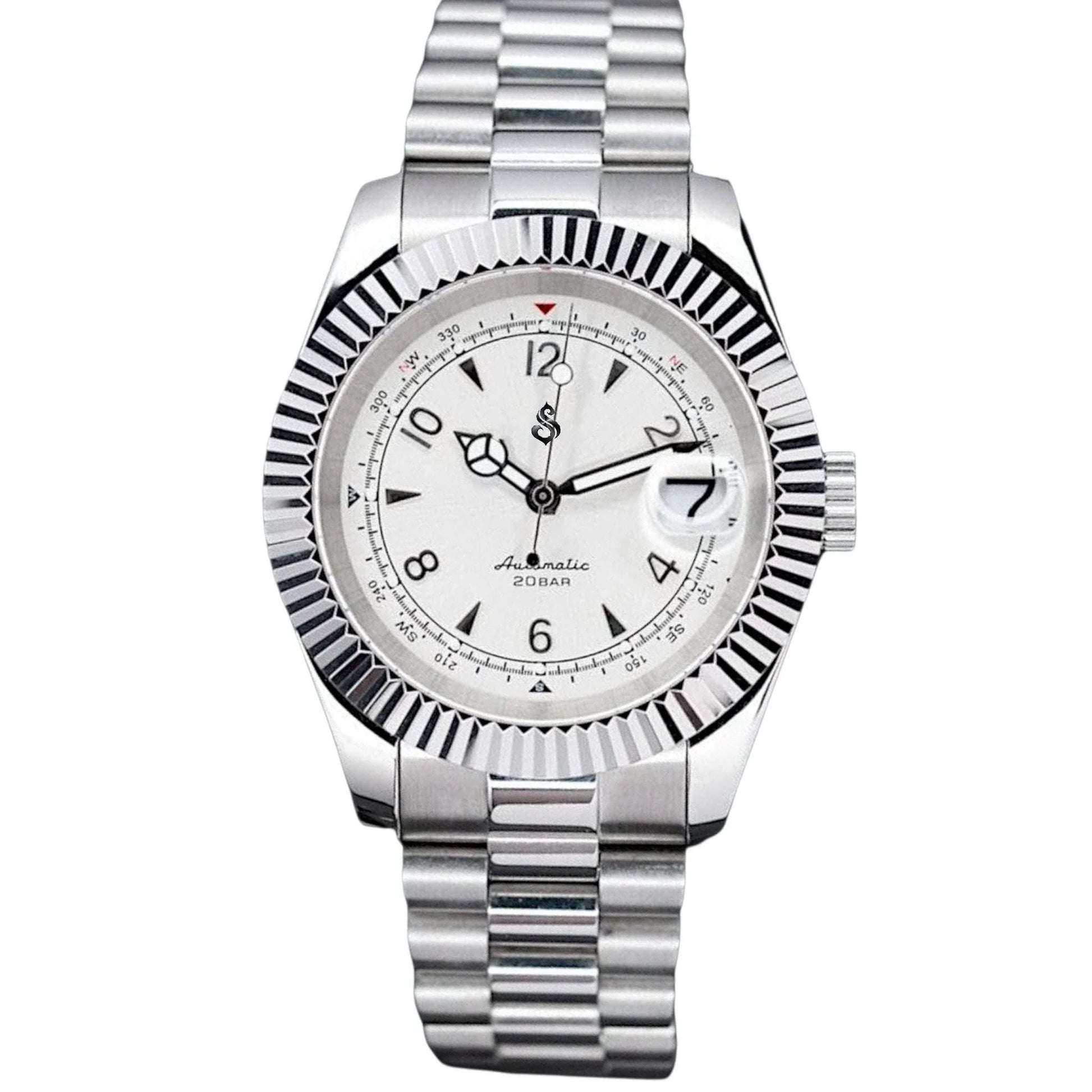 Seiko Mod Datejust Alpinist Fusion White Dial - Modtime Creations