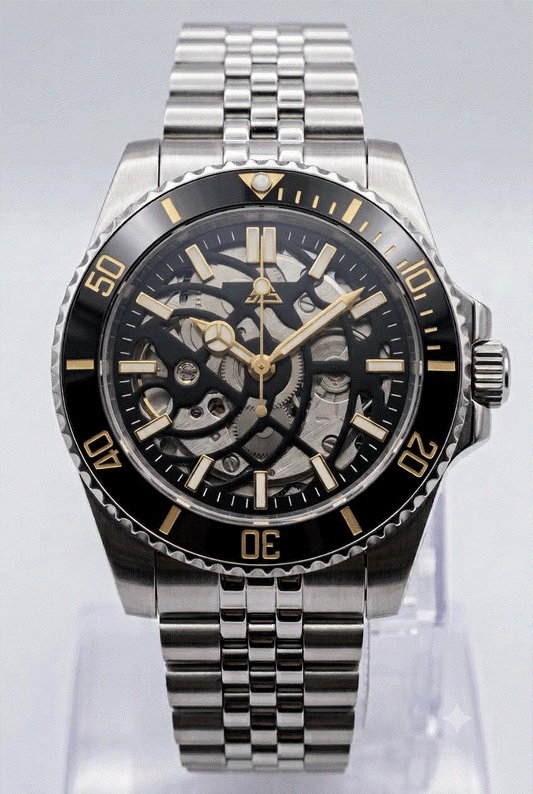 Seikmariner Silver Gold Skeleton Diver Mod Watch Series - Modtime Creation