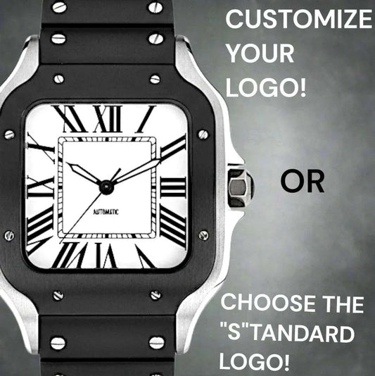 Santeiko Seiko Mod two-tone silver watch with black dial and stainless steel bracelet