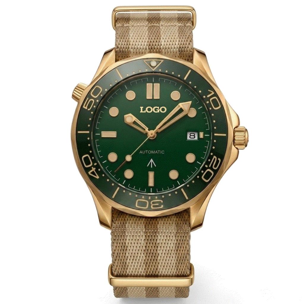 Seiko Mod SeaMaster Watch Green Gold Master Bond 007 Diver: Modtime Creations