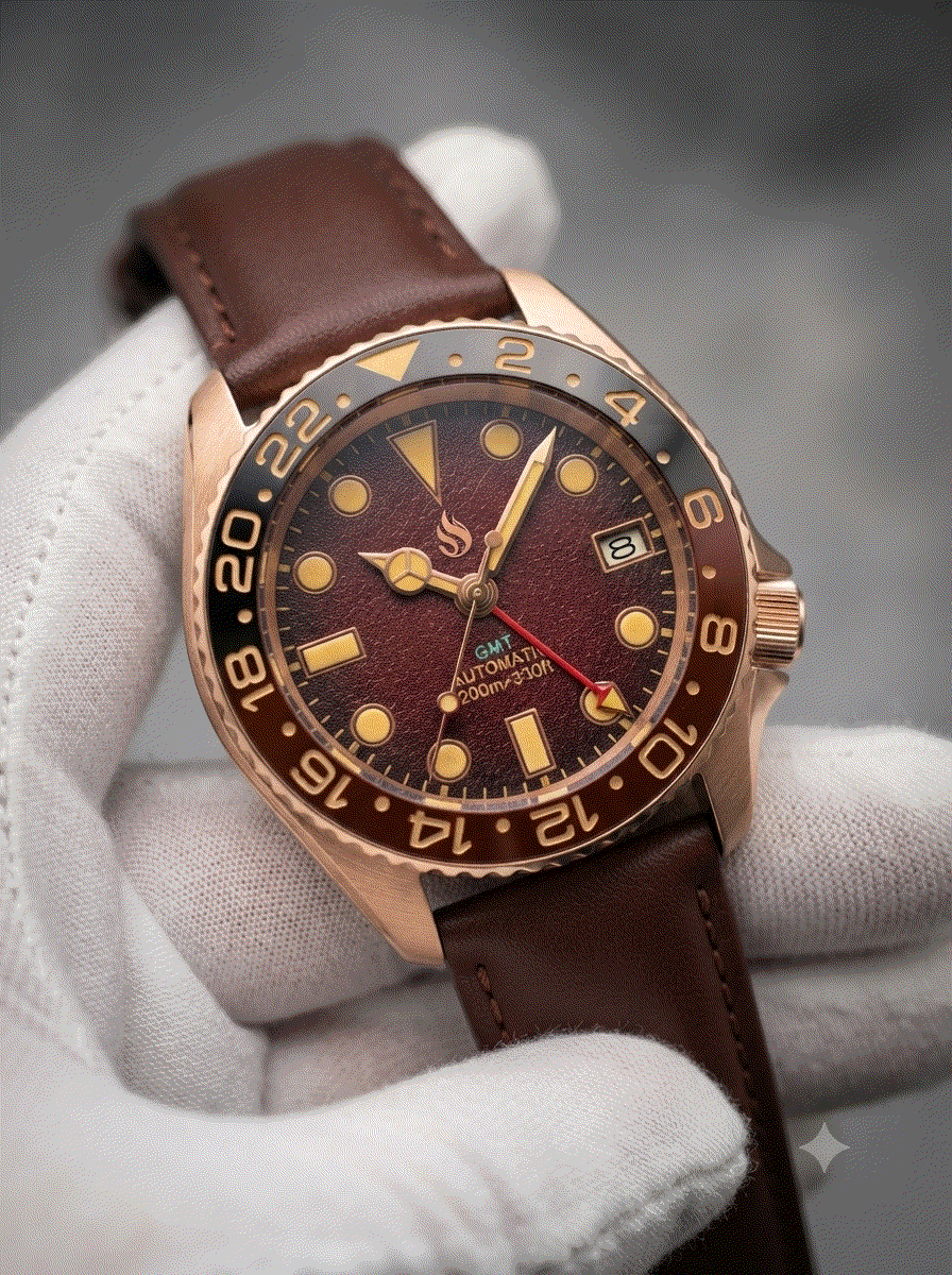 Seiko mod watches Rose Gold  SKX 42 mm Submariner GMT by Modtime Creations 
