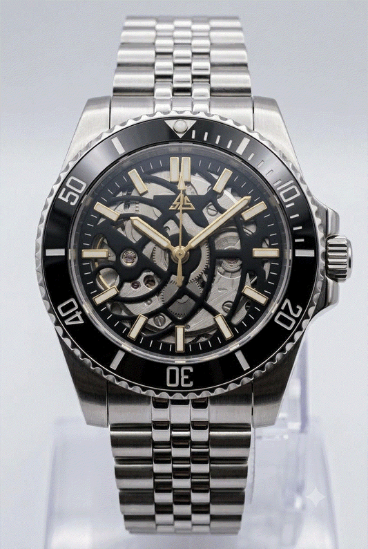 Seikmariner Silver Black Skeleton Diver Mod Watch Series - Modtime Creation