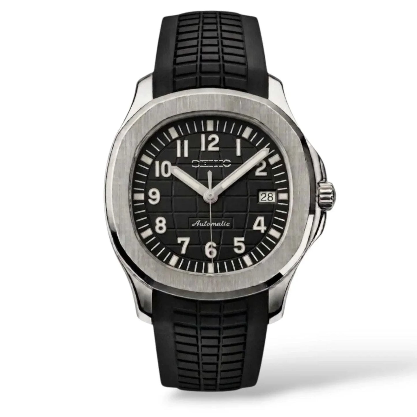 Seiko Mod Watch Nautilus Black Silver Series with NH35 automatic movement and sapphire crystal