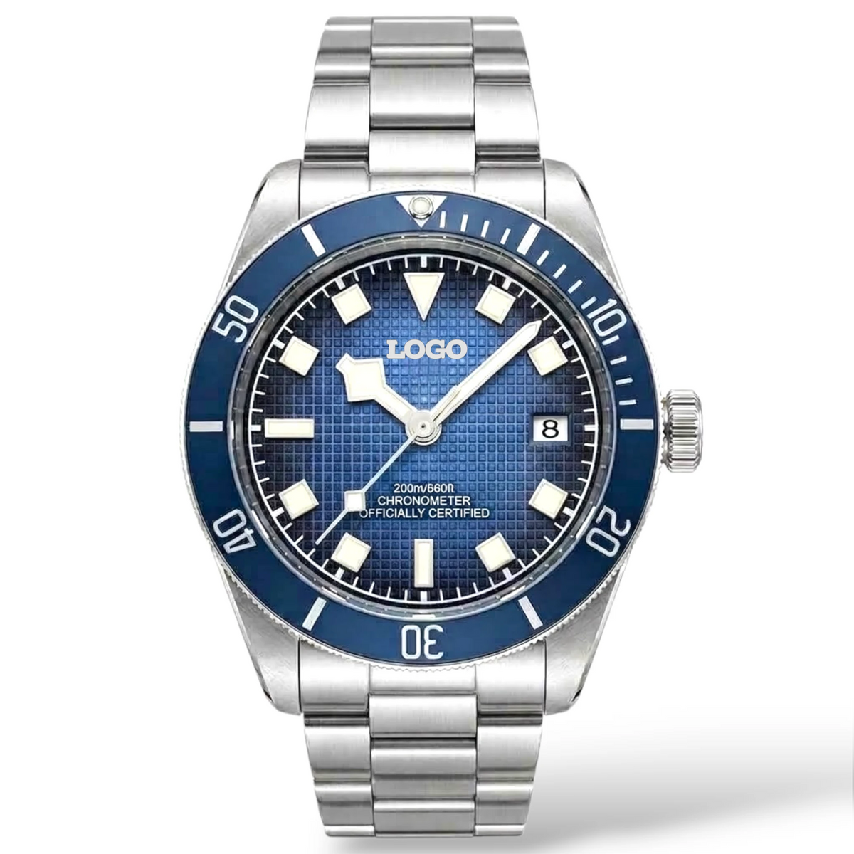 Vintage 39 MM Textured Blue Dial Mod Watch Series - Modtime Creations