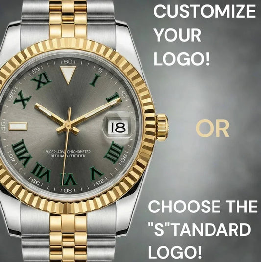 SeikJust Date Window Gold Two-Tone Seiko Mod watch with NH35 automatic movement and sapphire crystal