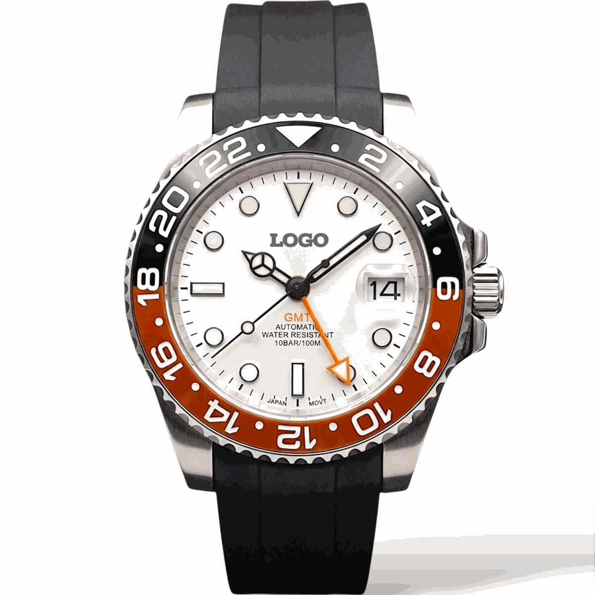 SeikMariner Silver GMT "Orange Black" Series Mod Watch - Modtime Creations