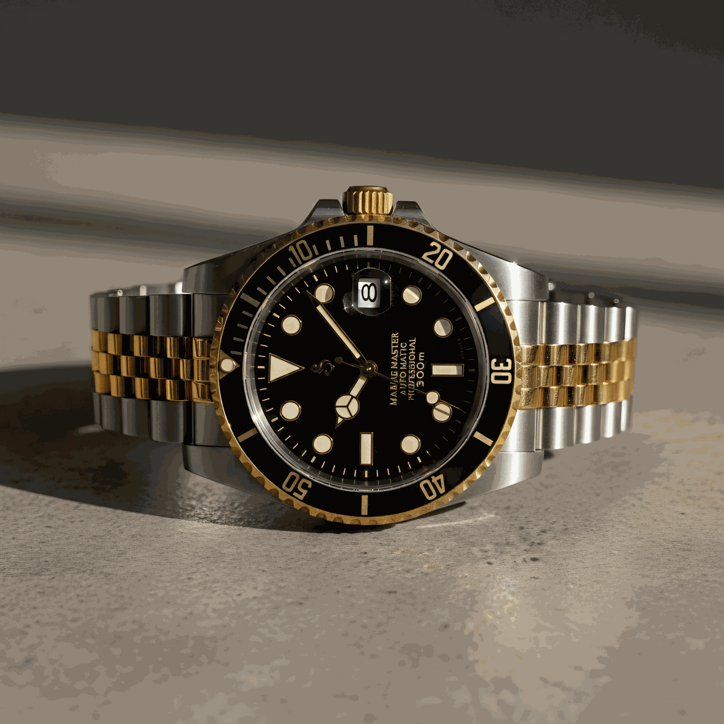 SeikMariner Black Gold two-tone Seiko Mod luxury diver watch with sapphire crystal and stainless steel case