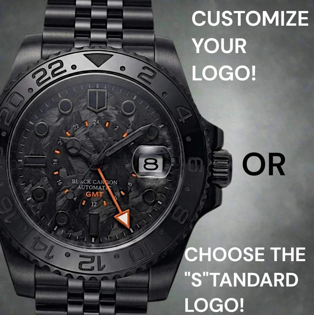 Seiko Mod Submariner GMT Carbon Fiber Stealth Black Orange watch built by Modtime Creations 