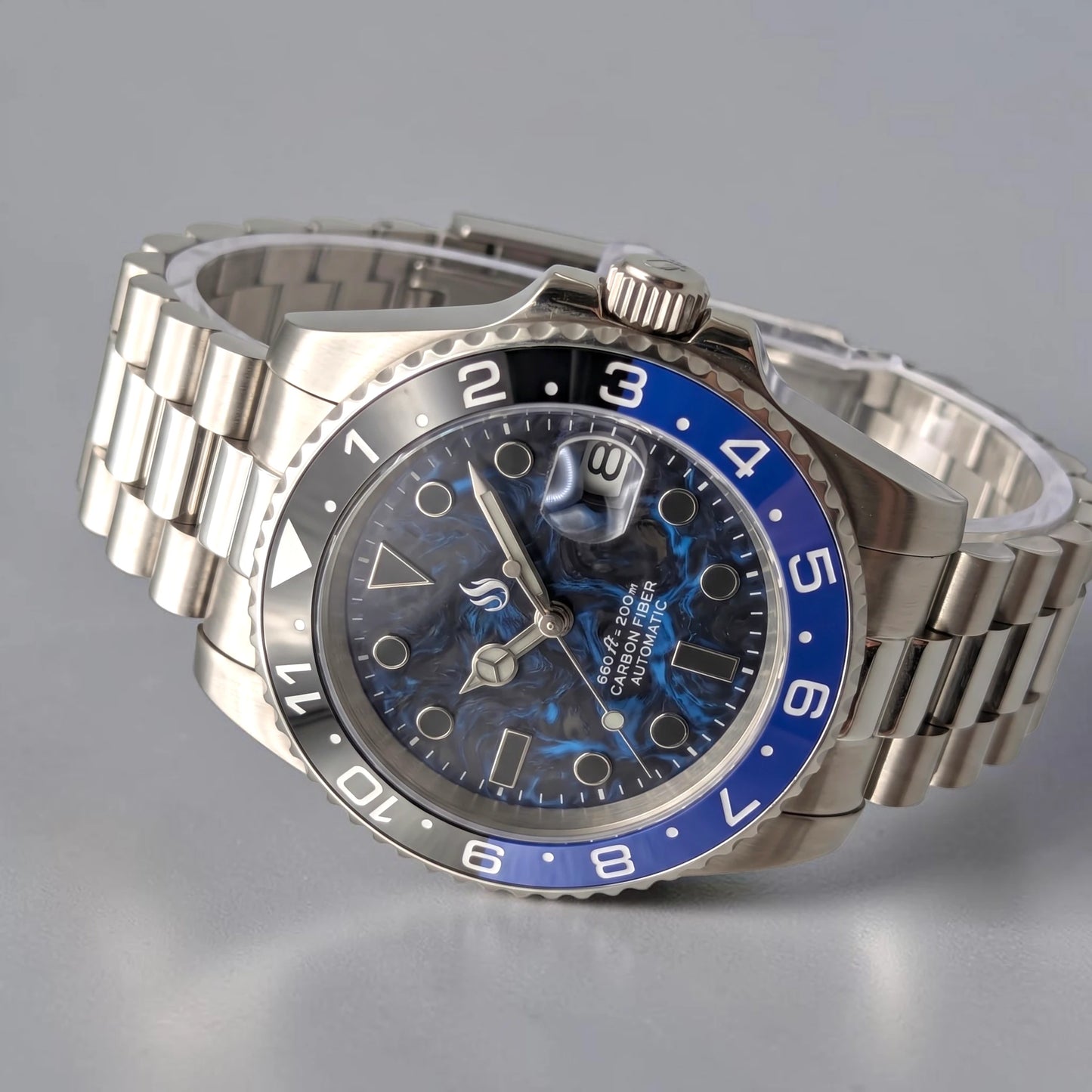 SeikMariner  "Black Blue Carbon Fiber" Mod Watch Diver Series - Modtime Creations