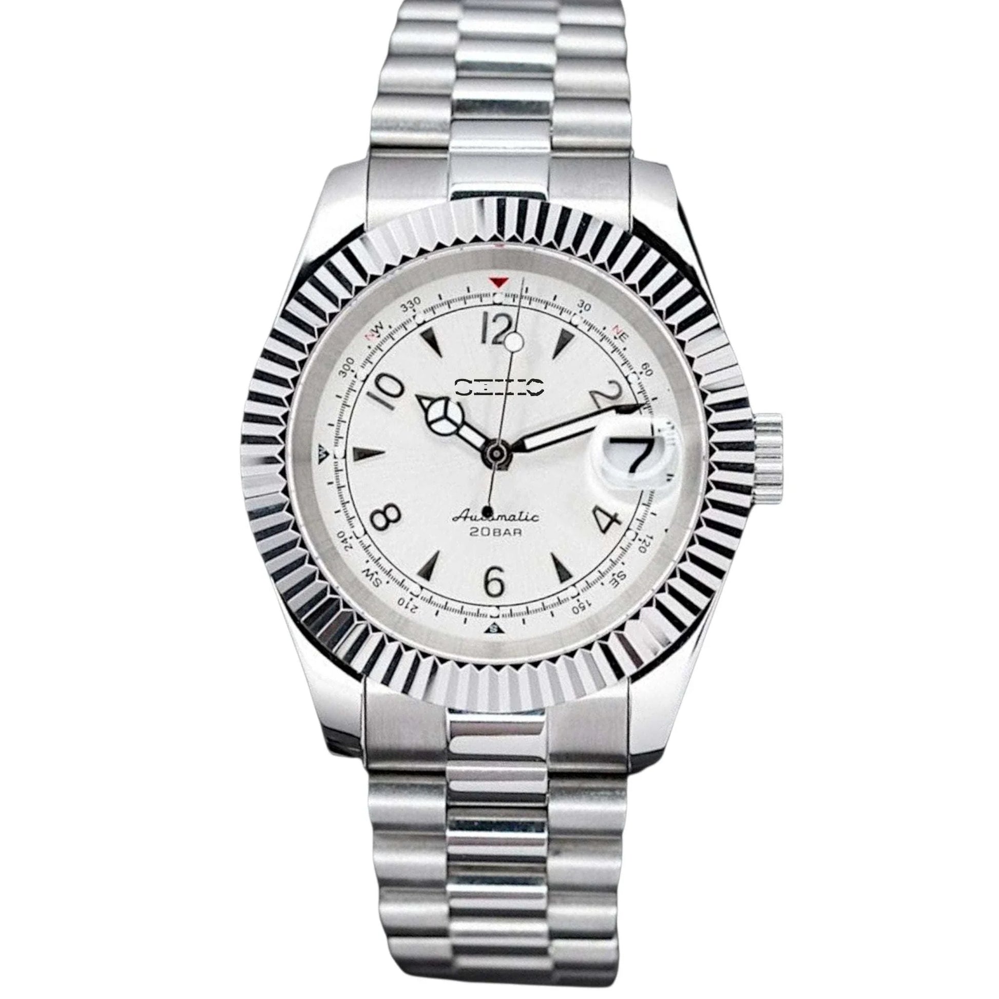 Seiko Mod Datejust Alpinist Fusion White Dial - Modtime Creations