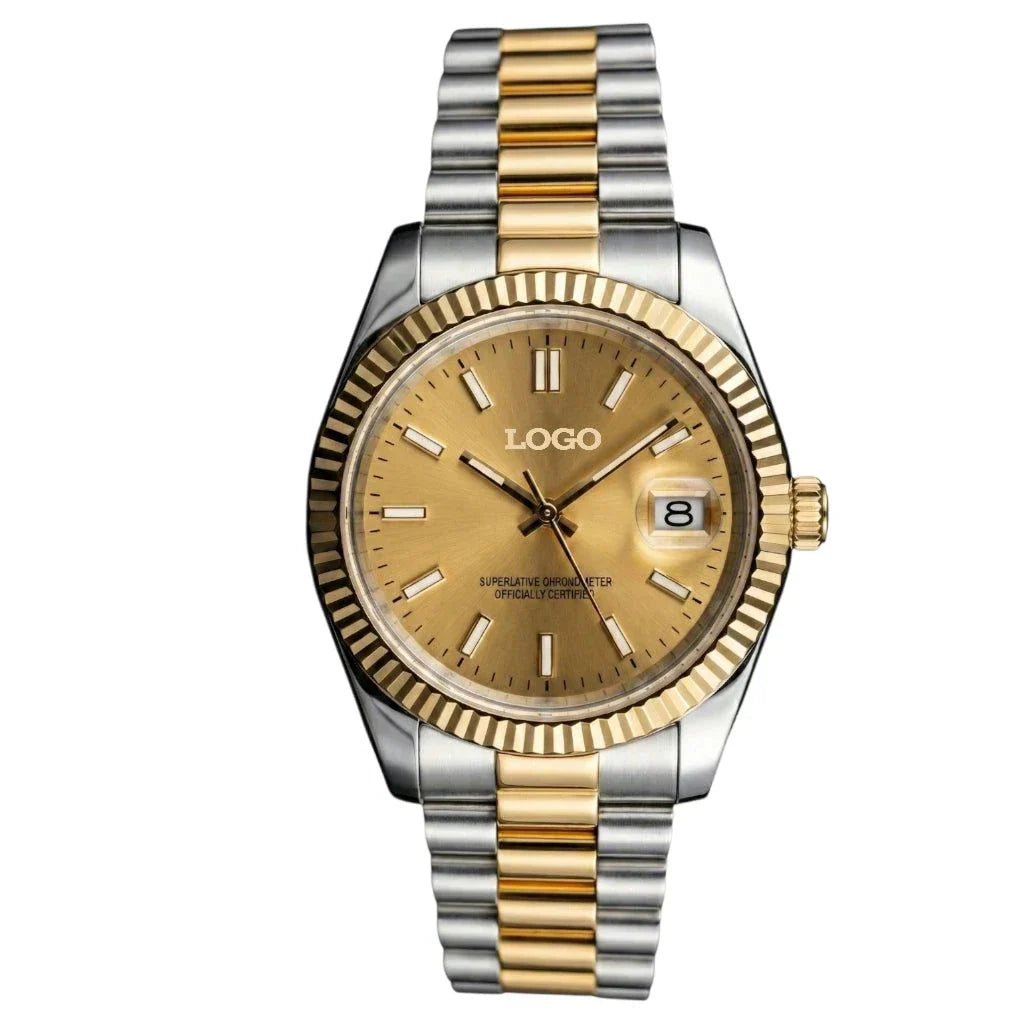 SeikJust two-tone gold Seiko Mod watch with date window and NH35 automatic movement by Modtime Creations