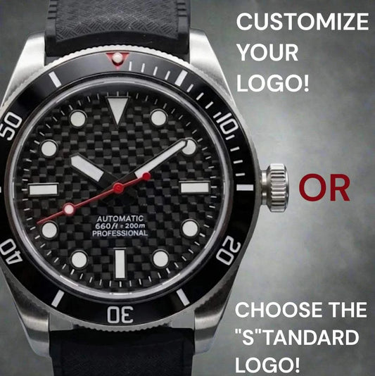 SeikMariner Black 3D Carbon Fiber Diver Vintage Mod Watch - Modtime Creations