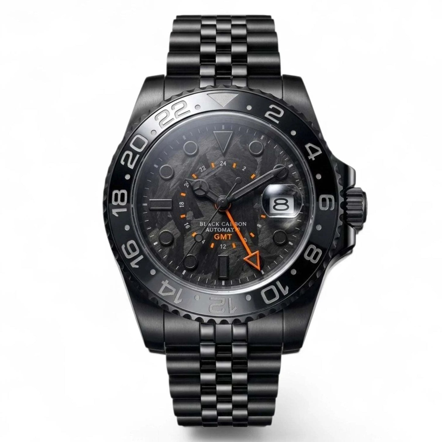 SeikMariner Carbon Fiber Black Orange Stealth GMT Mod Watch