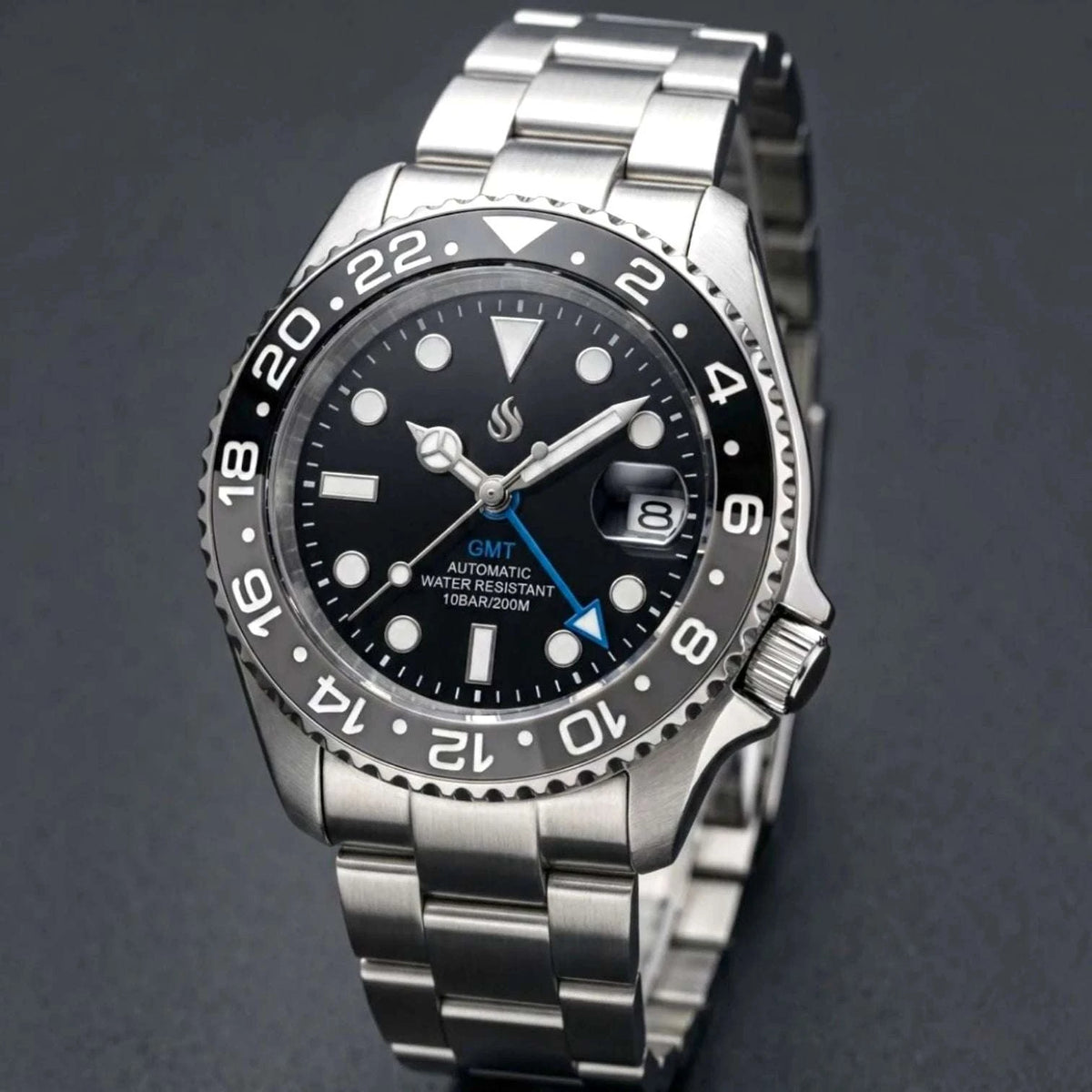 SeikMariner 42 MM SKX Black Grey " B Wayne" GMT Mod Watch Series - Modtime Creations